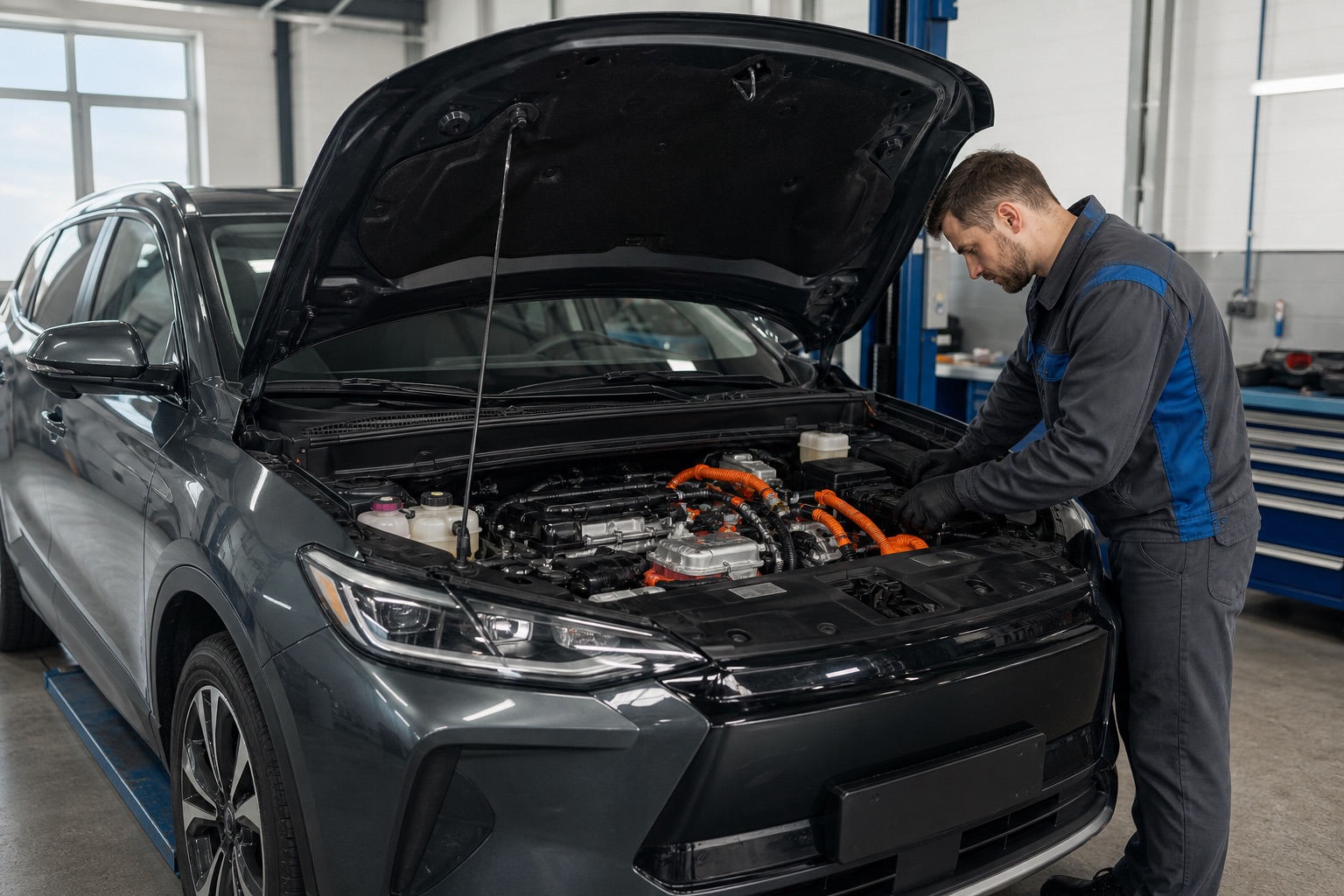Осмотр силовой установки гибридного автомобиля