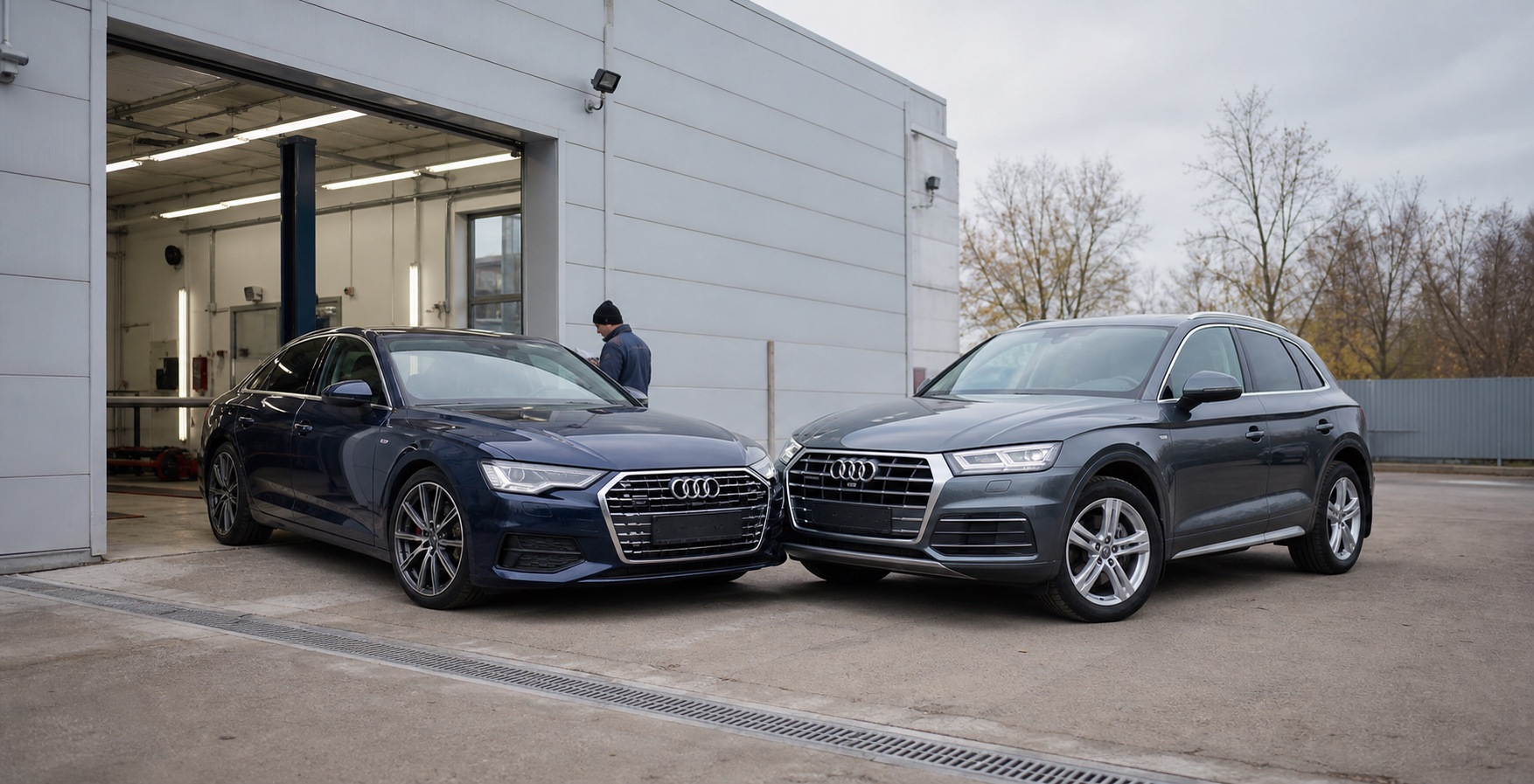 Автомобили Audi на площадке осмотра