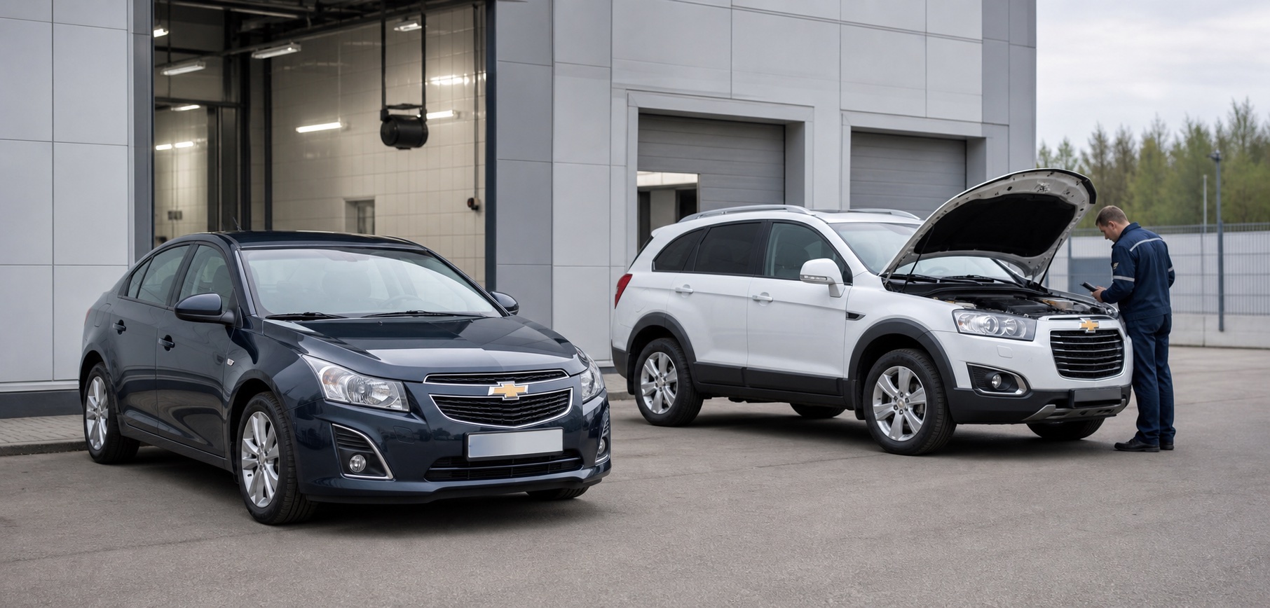 Автомобили Chevrolet на площадке осмотра