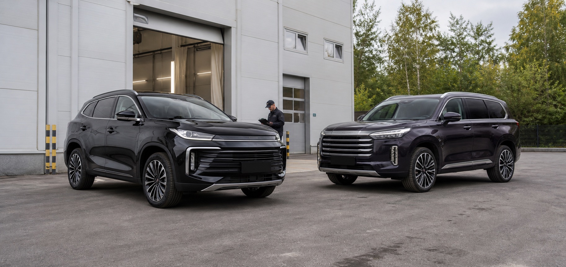 Автомобили Exeed на площадке осмотра