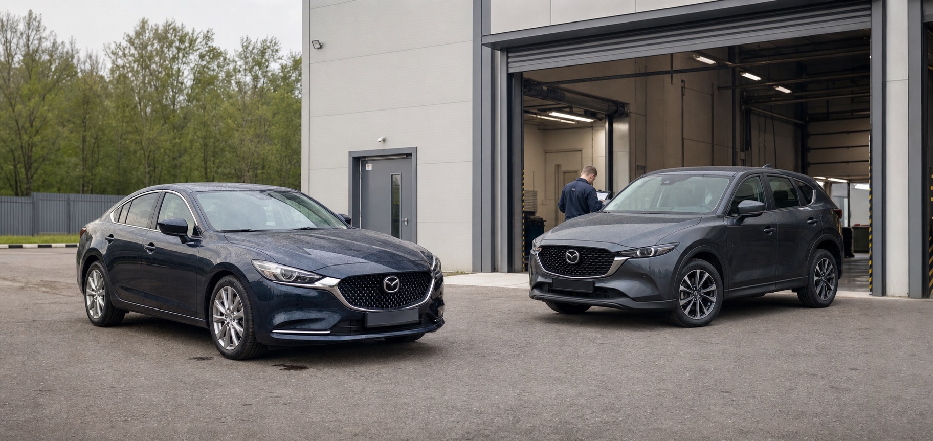 Автомобили Mazda на площадке осмотра