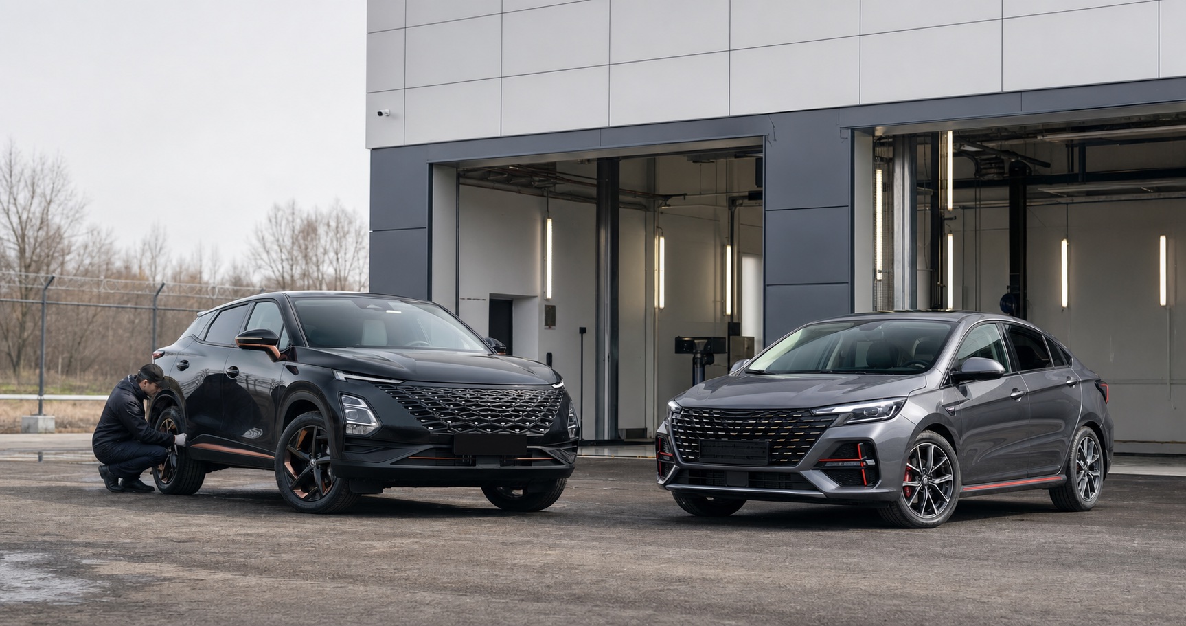 Автомобили Omoda на площадке осмотра