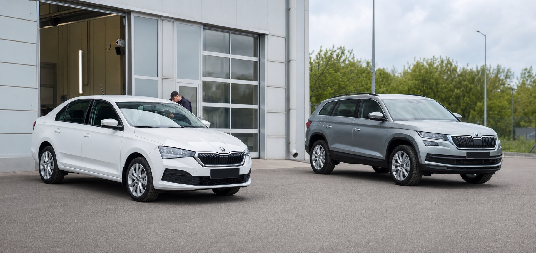 Автомобили Skoda на площадке осмотра